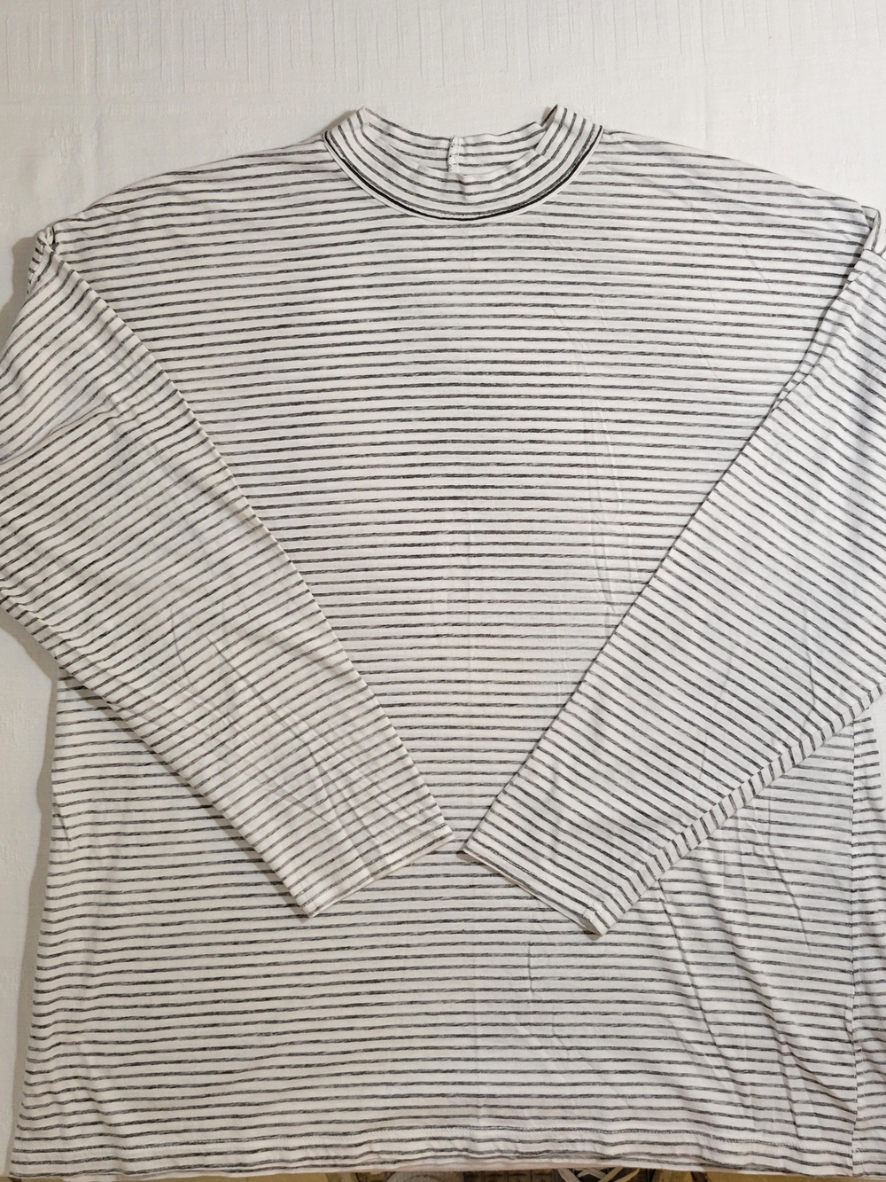 We the free (Women's M) "Inside Out" Cotton Striped Mock Neck 3/4 Sleeve Shirt - Picture 6 of 12